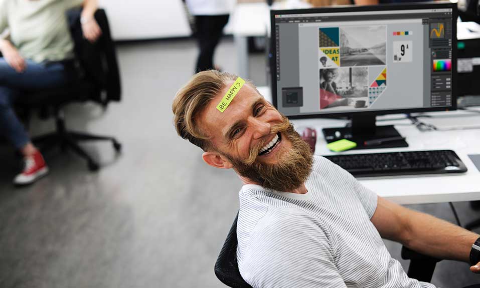 Guy happy at work